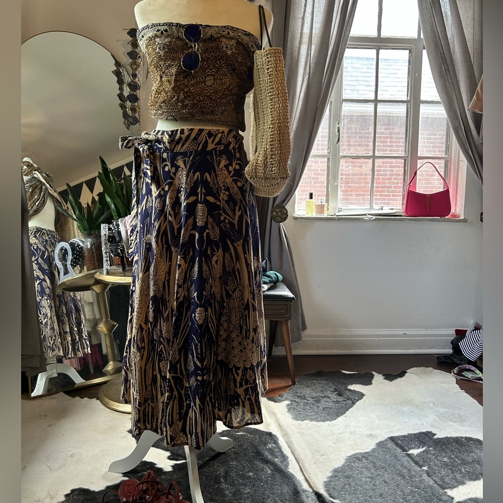 Bird maxi wrap skirt